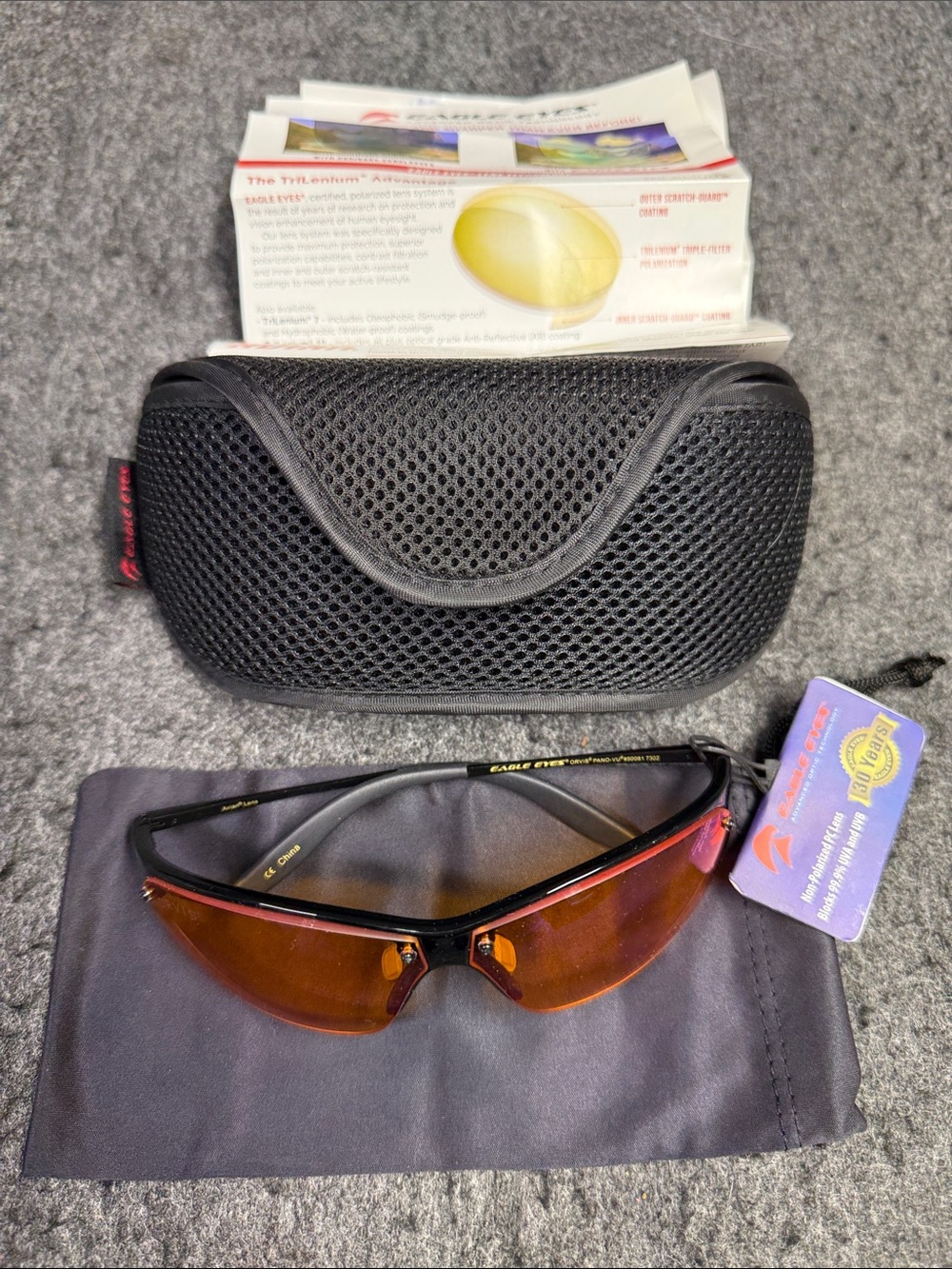 Orvis Men's Black Frame Sunglasses with Amber Lenses